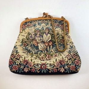 Vintage 1950's  L and M Spot-Lite Needlepoint Purse/Clutch